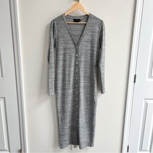 Hatch Maternity Harper Gray Melange Long Sleeve Cardigan Sweater Midi Dress 1